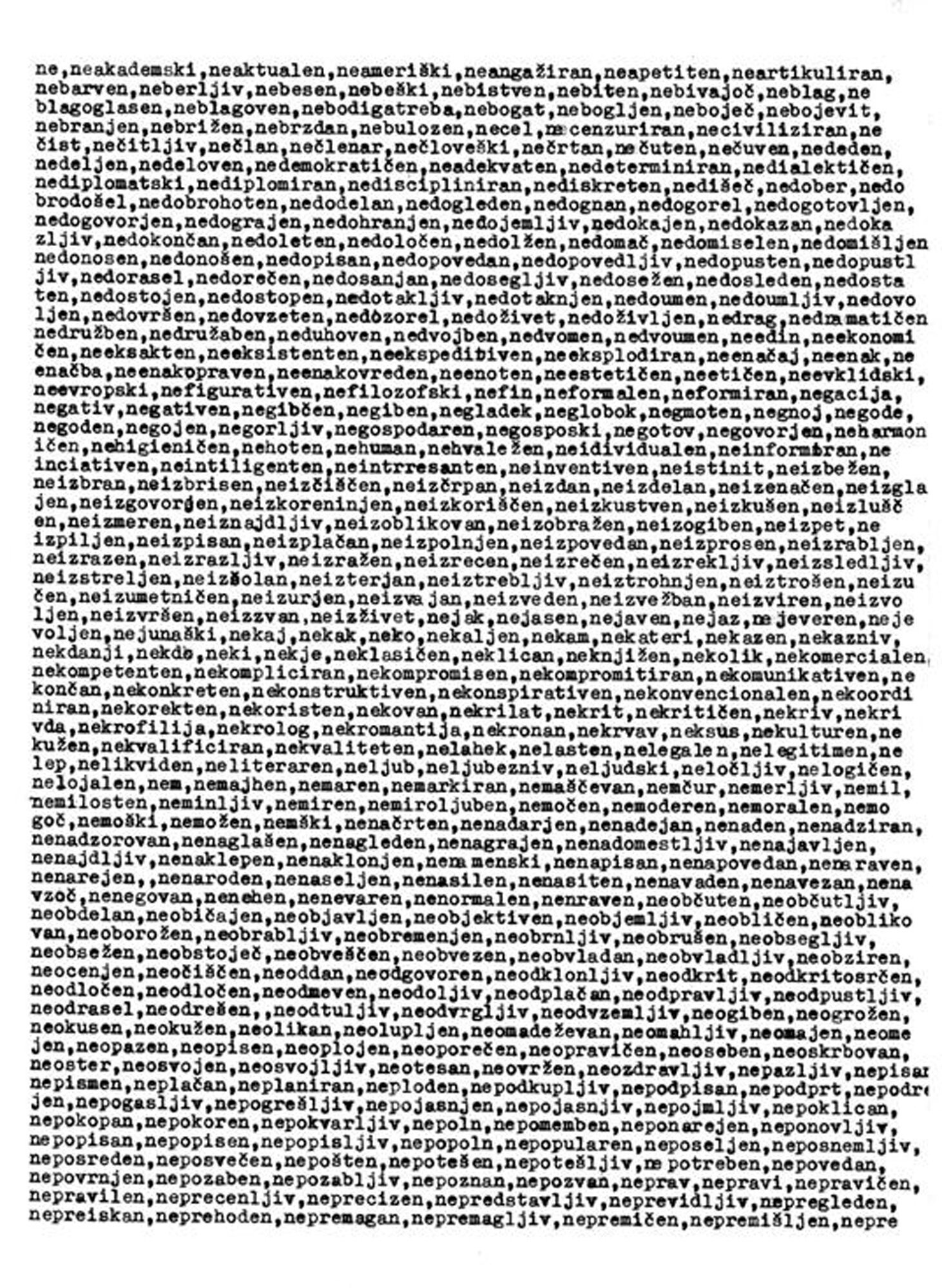 No no no (a sheet of paper with typescript on both sides)