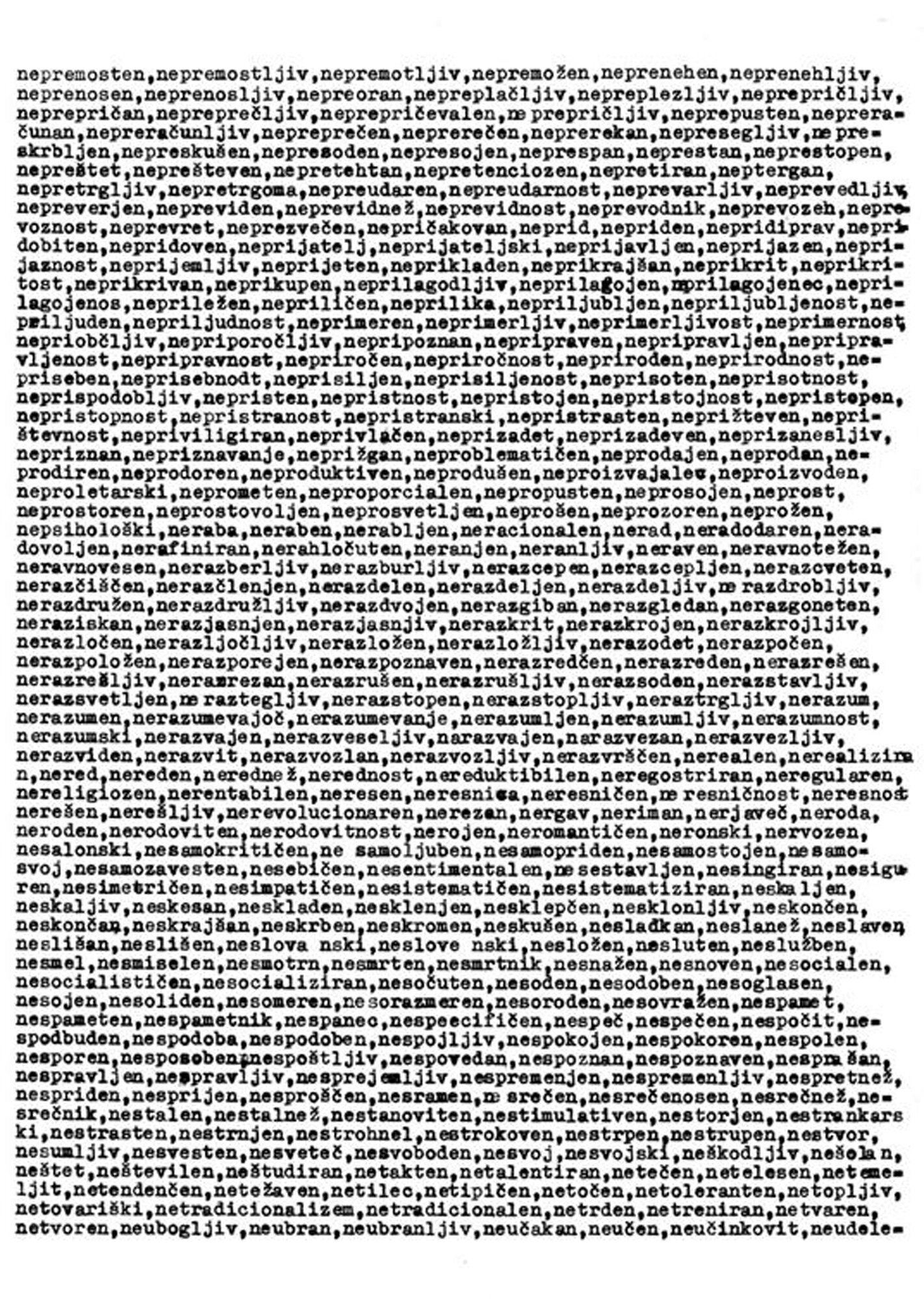 No no no (a sheet of paper with typescript on both sides)